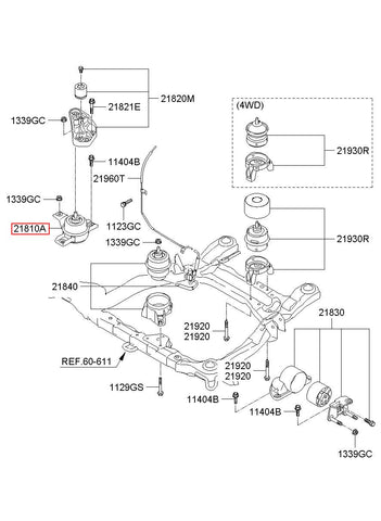 BRACKET ASSY-ENGINE MTG 21810-3J100 (Original, New)