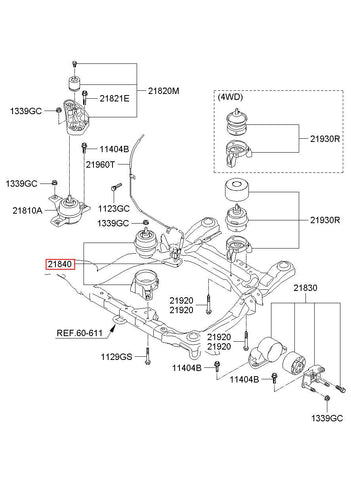 BRACKET ASSY-ROLL STOPPER FR 21910-2B500 (Original, New)