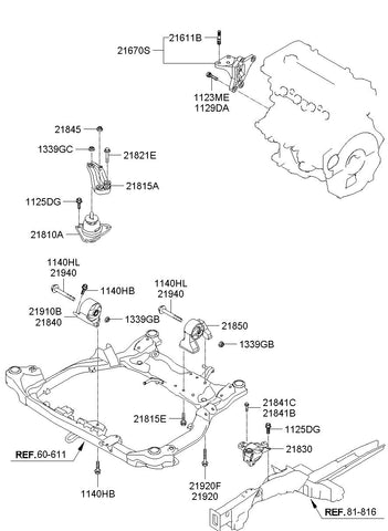 BRACKET ASSY-ROLL STOPPER,RR <br>21930-1H000, <br>219301H000, <br>21930 1H000 <br>(Original, New)