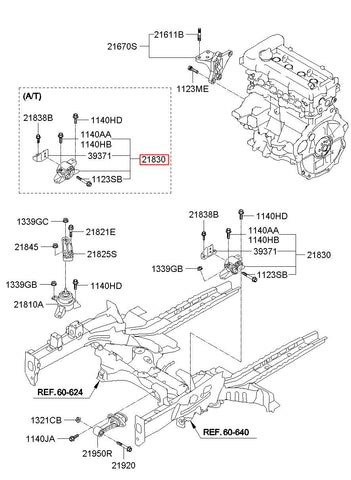 BRACKET ASSY-TRANSAXLE MTG 21830-2K100 (Original, New)