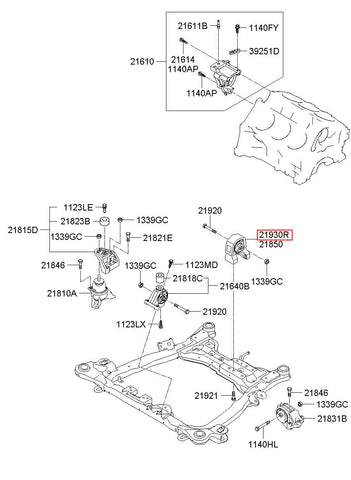 BRACKET ASSY-ROLL STOPPER RR 21930-4D400 (Original, New)