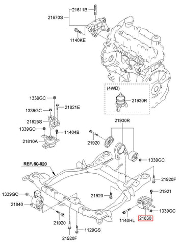 BRACKET ASSY-TRANSAXLE MTG 21830-2P960 (Original, New)