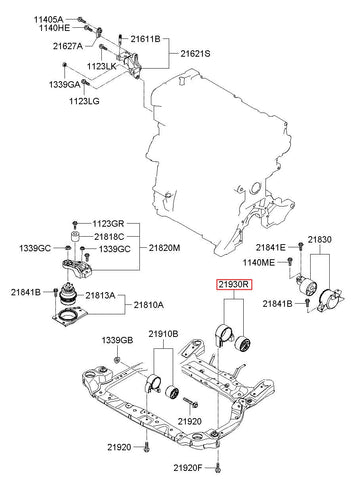 BRACKET ASSY-ROLL STOPPER RR 21930-2B900 (Original, New)