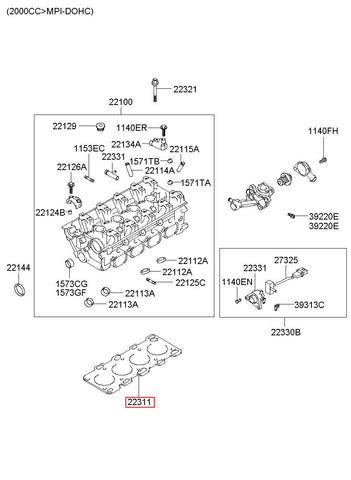 GASKET-CYLINDER HEAD 22311-27012 (Original, New)