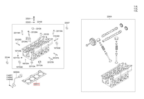 GASKET-CYLINDER HEAD 22311-2A102 (Original, New)