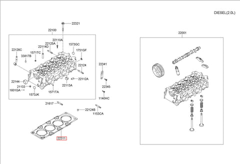 GASKET-CYLINDER HEAD 22311-27021 (Original, New)