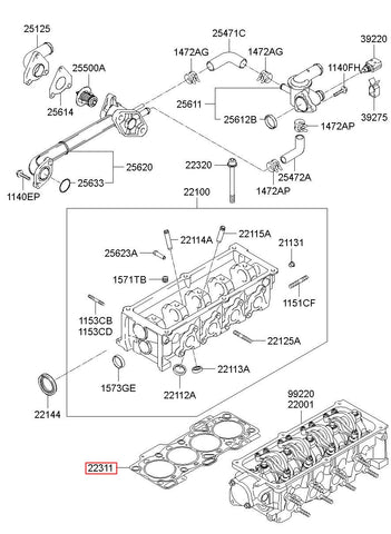 GASKET-CYLINDER HEAD 22311-4A720 (Original, New)