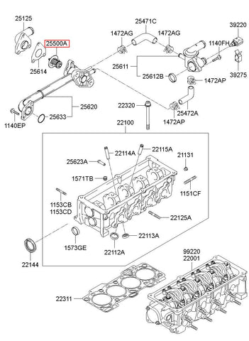 THERMOSTAT ASSY 25500-2E000 (Original, New)