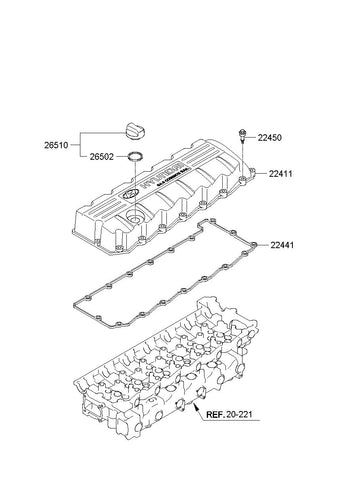 GASKET-ROCKER COVER <br>22445-52000, <br>2244552000, <br>22445 52000 <br>(Original, New)