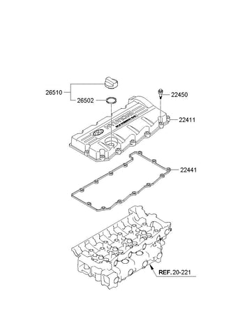 GASKET-ROCKER COVER <br>22445-48000, <br>2244548000, <br>22445 48000 <br>(Original, New)