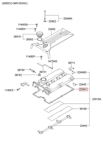 GASKET-ROCKER COVER 22441-23800 (Original, New)