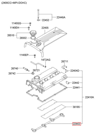 GASKET-ROCKER COVER 22443-2F600 (Original, New)