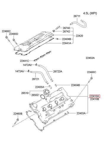 COVER ASSY-ROCKER 22410-3C110 (Original, New)