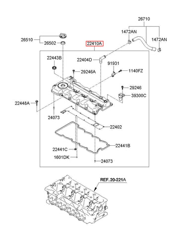 COVER ASSY-ROCKER 22410-2E210 (Original, New)