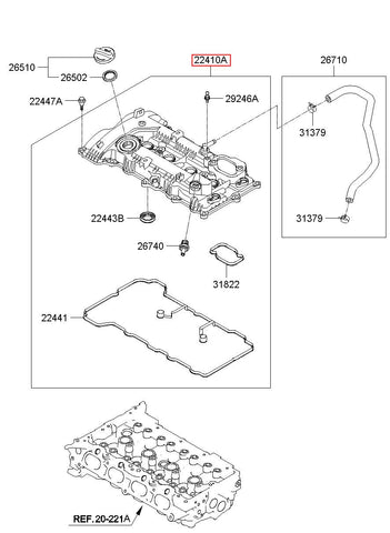 COVER ASSY-ROCKER 22410-2A700 (Original, New)