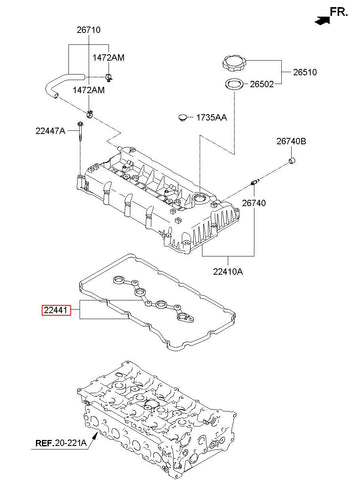 GASKET-ROCKER COVER 22441-2G700 (Original, New)