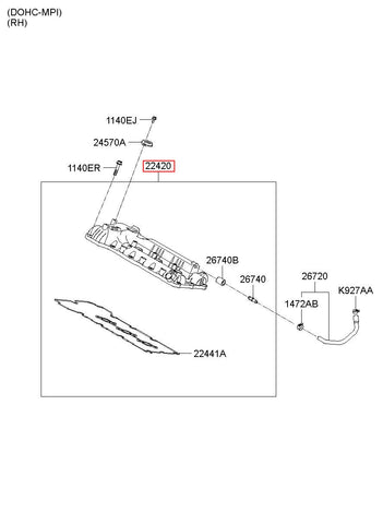 COVER ASSY-ROCKER RH 22420-3E611 (Original, New)