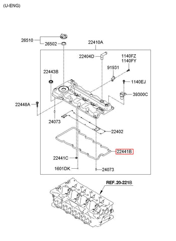 GASKET-HEAD COVER "A" 22441-2A102 (Original, New)