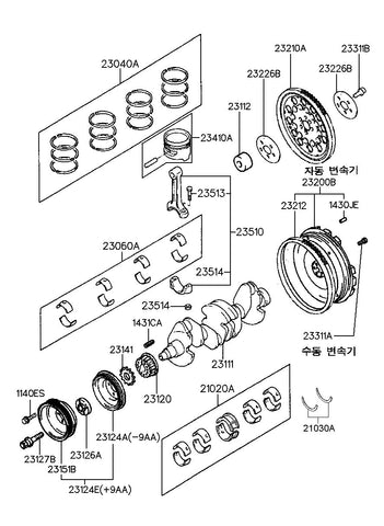 BEARING SET-CRANK SHAFT <br>21020-2B913, <br>210202B913, <br>21020 2B913 <br>(Original, New)