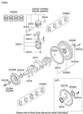 PISTON & PIN & SNAP RING ASSY-1 & 3 <br>23410-42610, <br>2341042610, <br>23410 42610 <br>(Original, New)