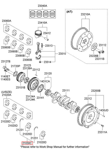 BEARING PAIR SET-CRK/SHF CTR 21030-2E000 210302E000 21030 2E000