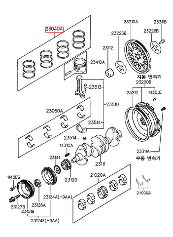 RING SET-PISTON 23040-4A922 (Original, New)