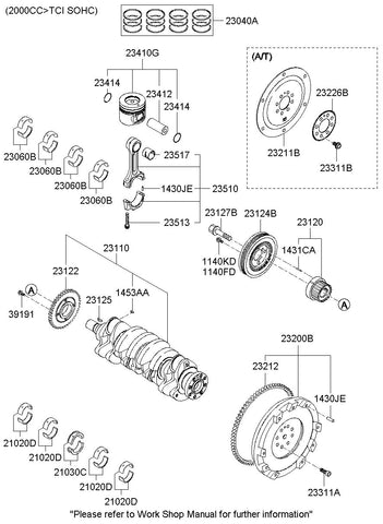 PISTON & PIN & SNAP RING ASSY <br>23410-27910, <br>2341027910, <br>23410 27910 <br>(Original, New)