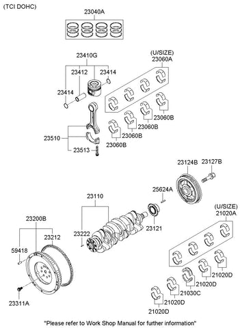 PISTON & PIN & SNAP RING ASSY <br>23041-2E020, <br>230412E020, <br>23041 2E020 <br>(Original, New)