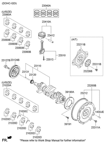 PISTON & PIN ASSY <br>23041-2B620, <br>230412B620, <br>23041 2B620 <br>(Original, New)