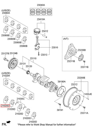 BEARING PAIR SET-CRK/SHF 21020-2A905 210202A905 21020 2A905