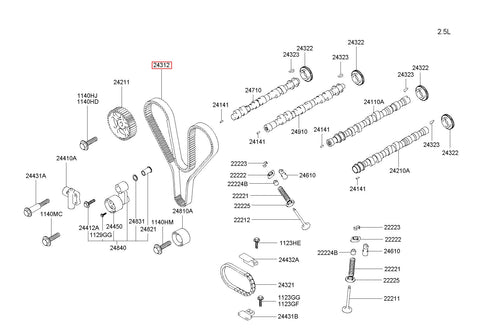 BELT-VALVE TIMING 24312-23400 (Original, New)