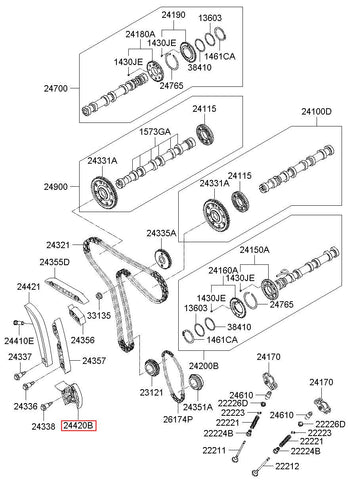 CHAIN TENSIONER-OIL PUMP 24420-3A000 (Original, New)