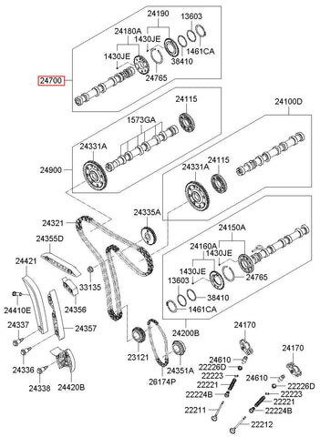 CAMSHAFT ASSY-EXHAUST RH 24700-3A000 (Original, New)