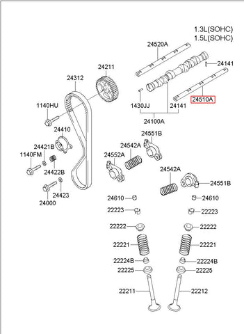 SHAFT-INTAKE VLV ROCKER ARM 24521-22010 (Original, New)