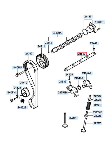 SHAFT ASSY-ROCKER ARM 24510-02500 (Original, New)