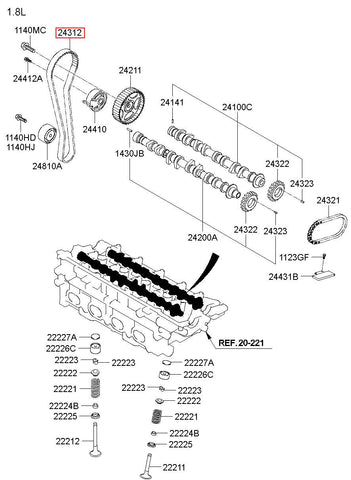 BELT-VALVE TIMING 24312-23002 (Original, New)