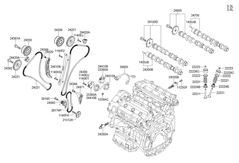 CHAIN-OIL PUMP <br>24322-2G350, <br>243222G350, <br>24322 2G350 <br>(Original, New)