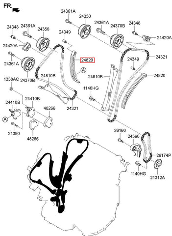 TENSIONER ARM ASSY-TIMING 24820-3CGA2 (Original, New)