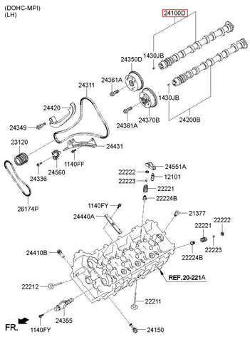 CAMSHAFT ASSY-INTAKE LH 24100-3CAM0 (Original, New)