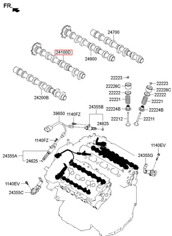 CAMSHAFT ASSY-INTAKE LH 24100-3CBE2 (Original, New)