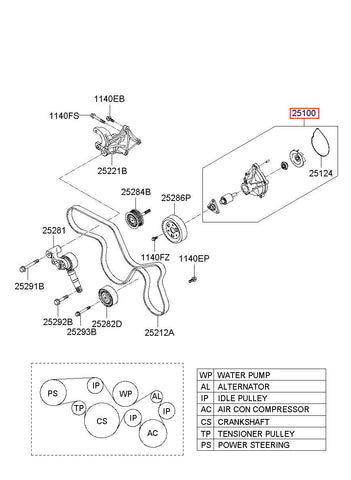 PUMP ASSY-COOLENT 25100-3A100 (Original, New)