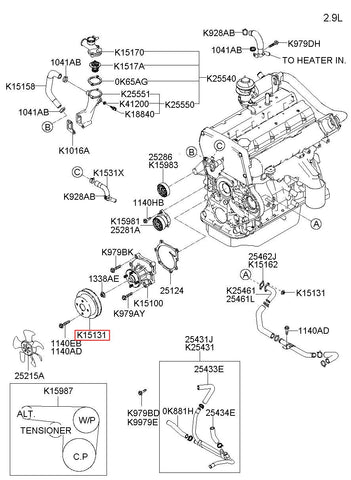 PULLEY-COOLANT PUMP 0K88R-15131 (Original, New)