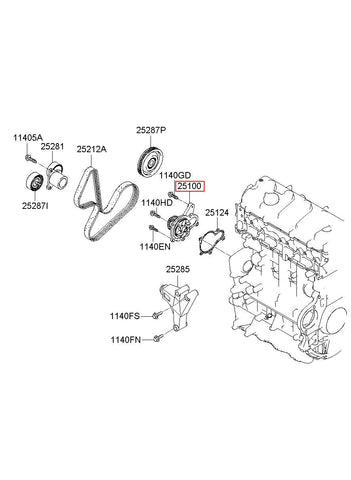 PUMP ASSY-COOLENT 25100-2F700 (Original, New)