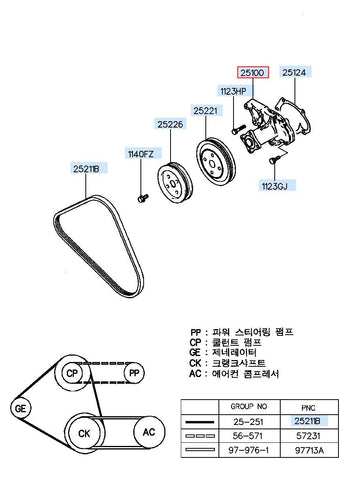 PUMP ASSY-COOLENT 25100-2B700 (Original, New)