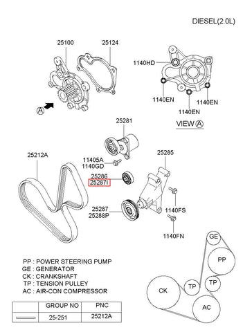 IDLER-DRIVE BELT 25286-2B010 (Original, New)