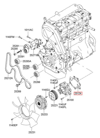 GASKET-WATER PUMP 25126-4A700 (Original, New)