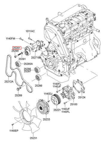 TENSIONER ASSY 25281-4A610 (Original, New)