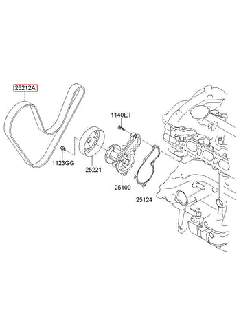 V-RIBBED BELT 25212-2E820 (Original, New)