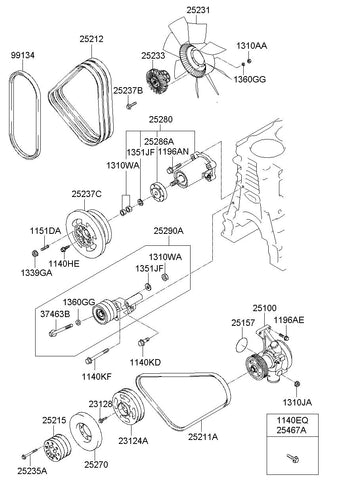 TENSIONER ASSY-PULLEY <br>25290-84001, <br>2529084001, <br>25290 84001 <br>(Original, New)