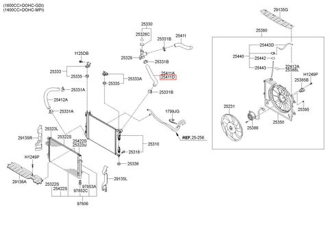 HOSE-RADIATOR UPR 25411-1R150 (Original, New)